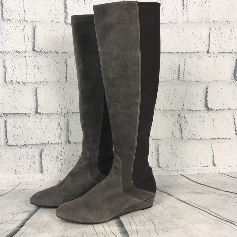 Stuart Weitzman Grey Suede Pull Up Boots Size 7.5